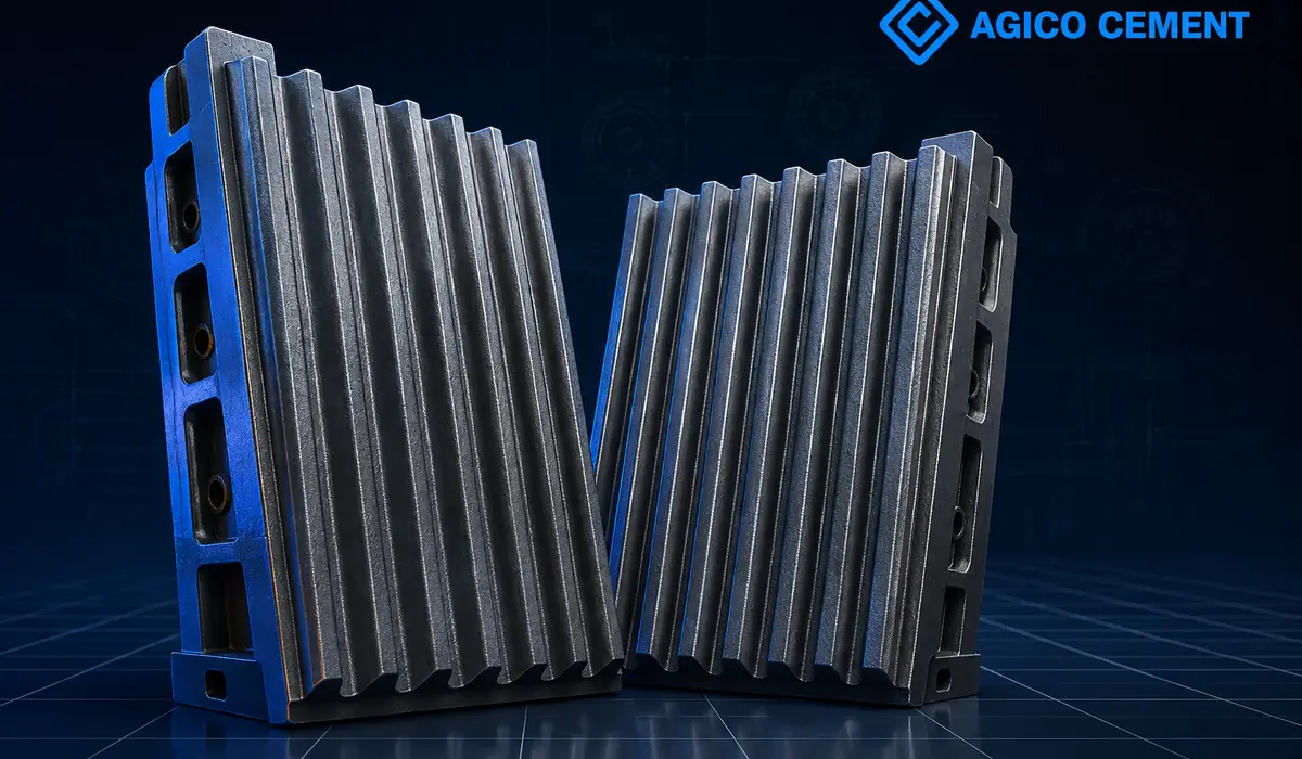 AGICO CEMENT branded 3D jaw plate rendering