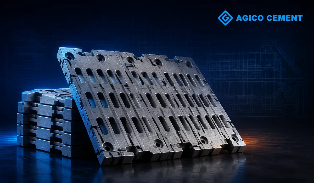 AGICO CEMENT branded 3D cooler grate plates rendering