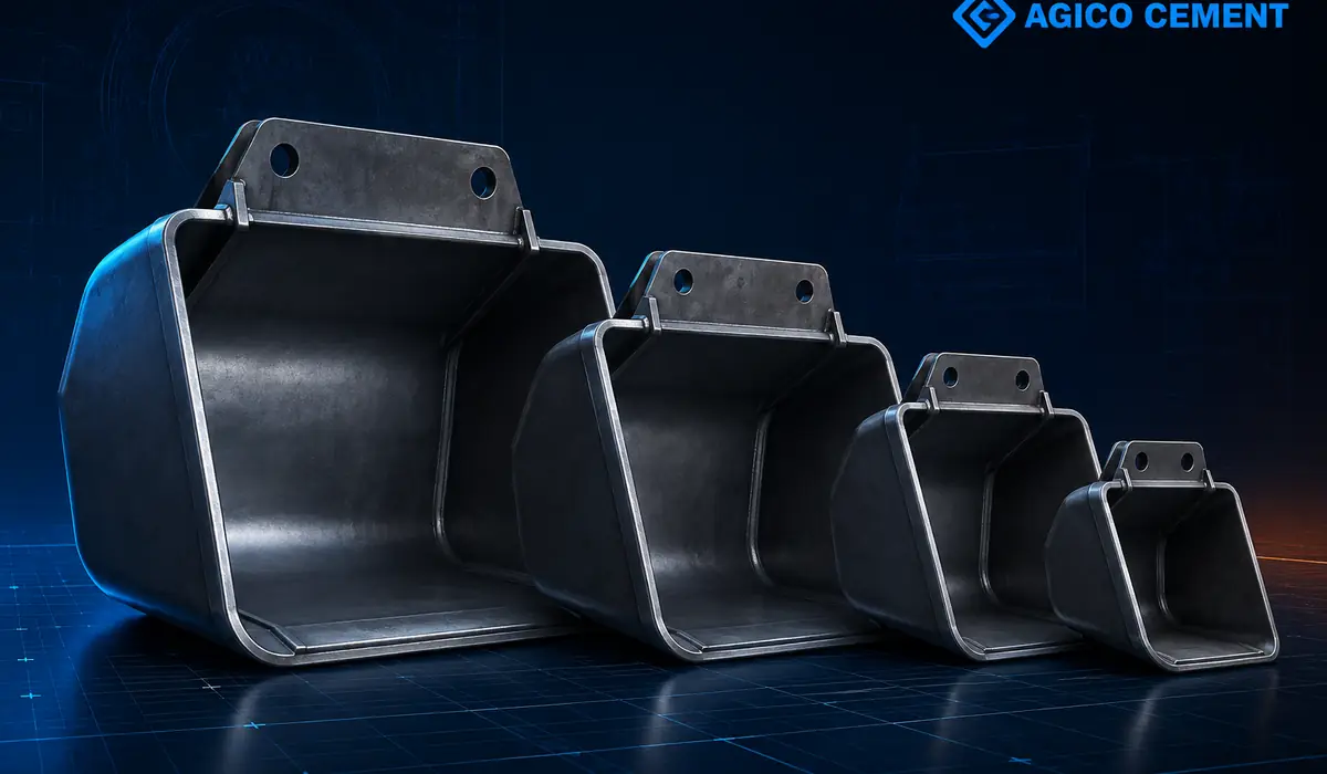 AGICO CEMENT branded 3D elevator bucket rendering