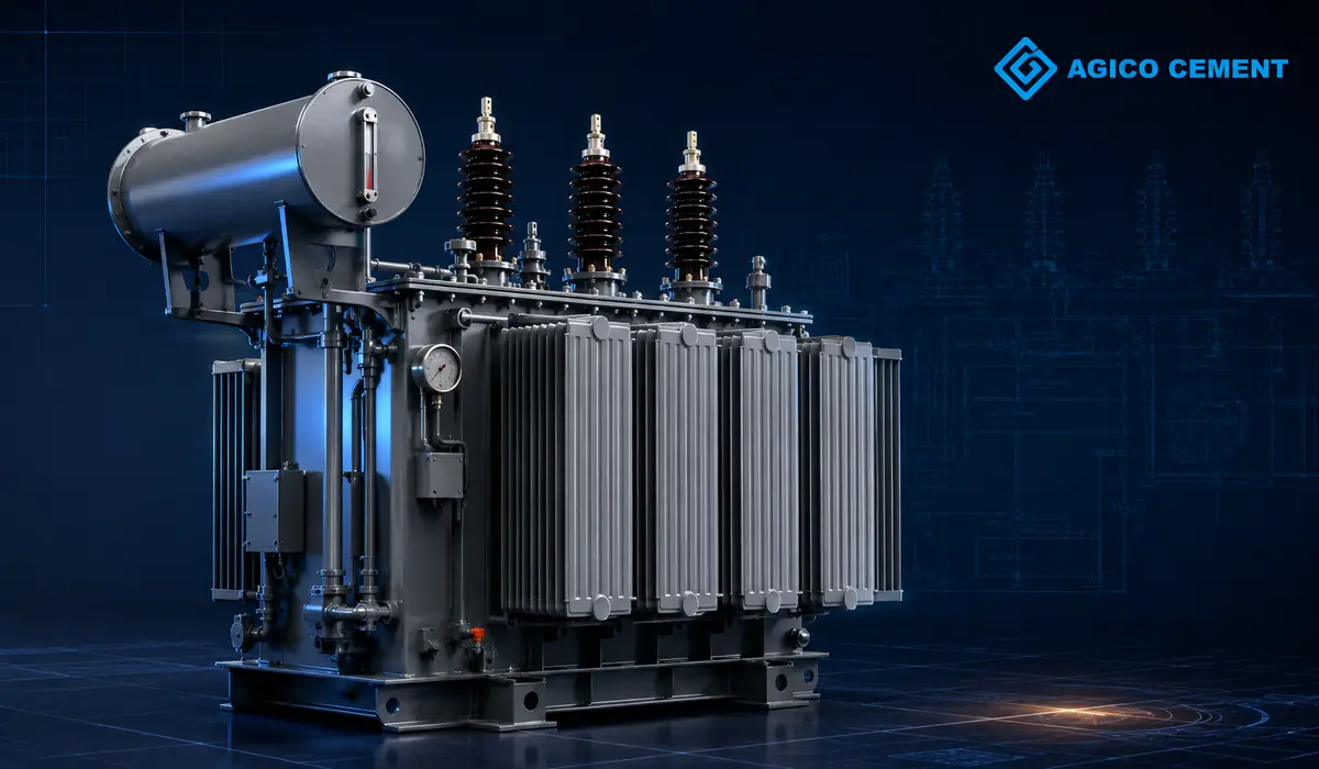 AGICO CEMENT branded 3D power transformer rendering
