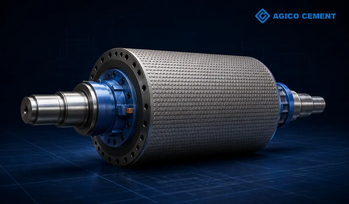 AGICO CEMENT branded 3D roller press roller shaft rendering