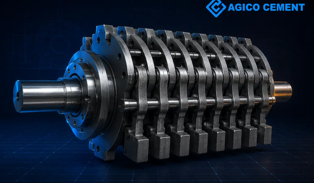 AGICO CEMENT branded 3D crusher rotor rendering