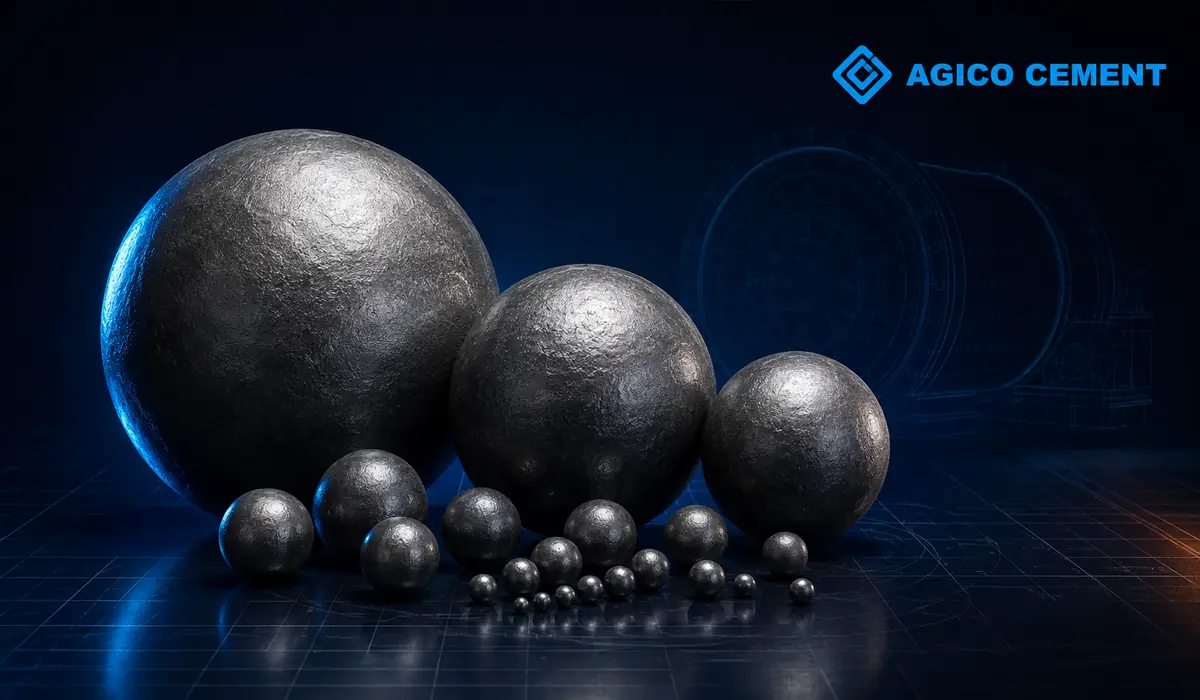 AGICO CEMENT branded 3D ball mill steel balls rendering