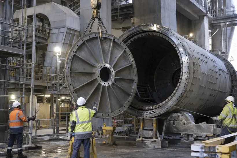 Ball mill diaphragm replacement during a maintenance shutdown
